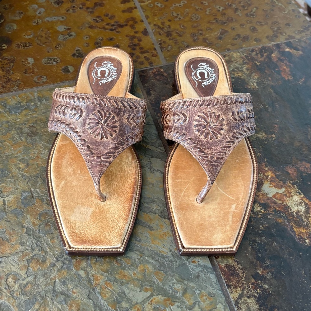 Leather Brown Women's Toe-Post Sandals